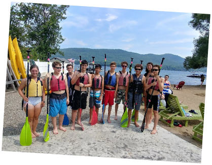 Teen Treks New York City to Montreal trek enjoys a kayaking adventure at Lake George in New York State's beautiful Adirondack Mountains