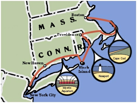 Teen Treks New England Coast bicycles from New Haven and visits Block Island, Newport, and Cape Cod